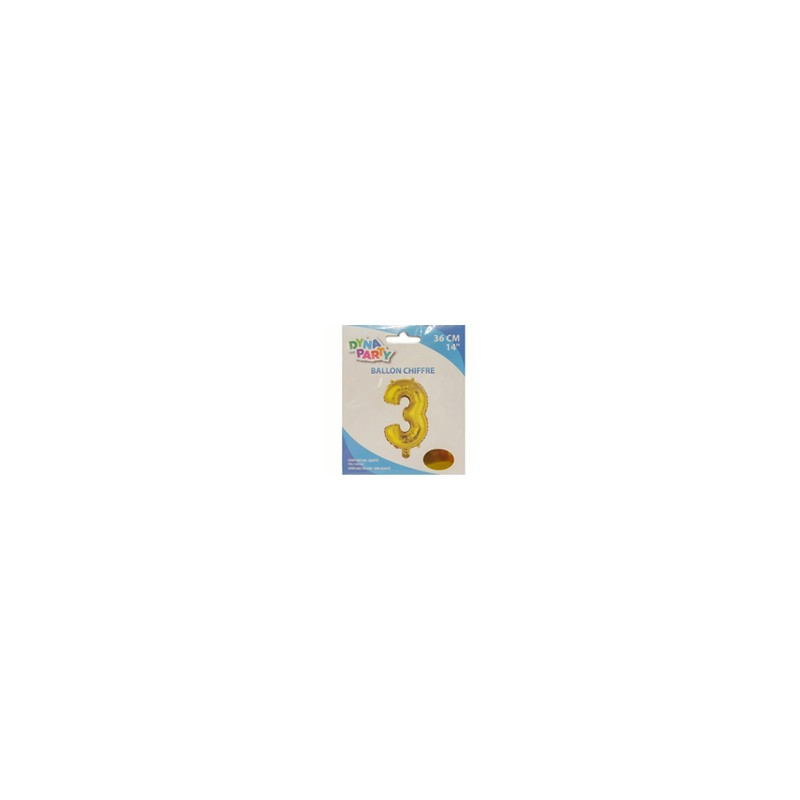Ballon Couleur Or Chiffre 3 36cm