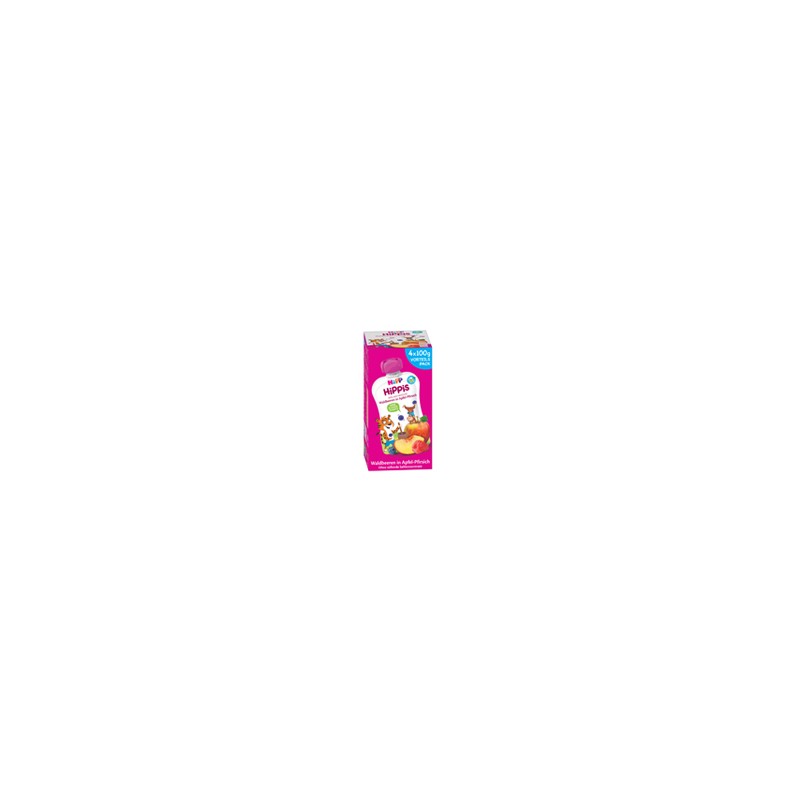 Hippis Bio Gourdes Pomme Pêche Baies dès 12 mois 4x100g