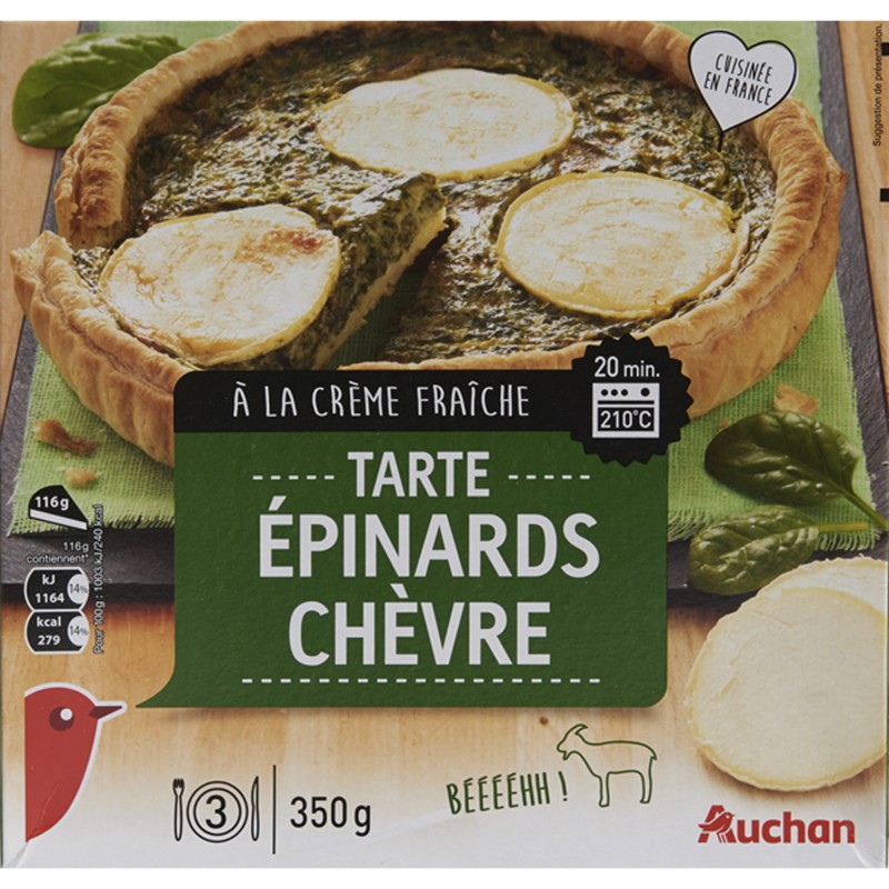 Tarte aux épinards et chèvre à la crème fraîche 350g