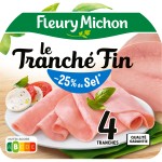 Jambon le tranché fin réduit en sel sans nitrite x4 120g
