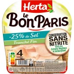 Le Bon Paris Jambon TRanché Fin -25% de Sel sans Nitrite x4 120g