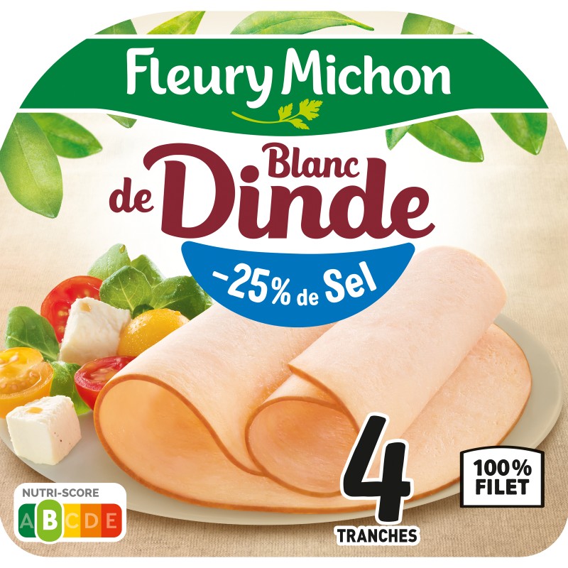 Blanc de dinde -25% de sel 4 tranches 160g