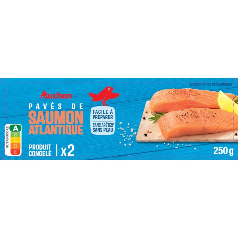 Pavés de saumon d'Atlantique sans peau et sans arêtes x2 250g
