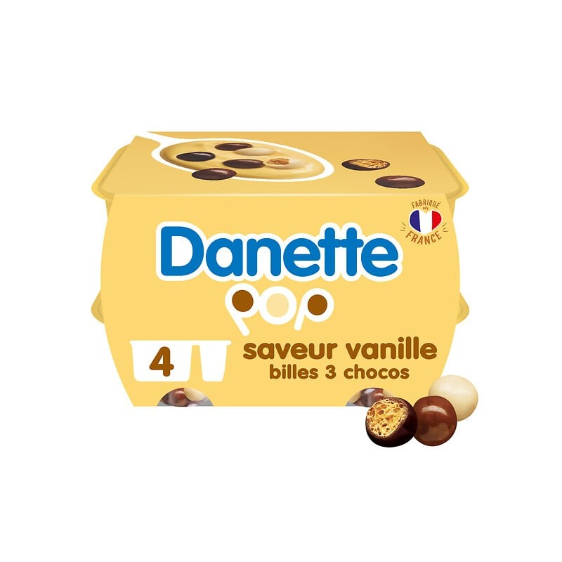 Pop Crème dessert vanille et billes 3 chocos 4x117g