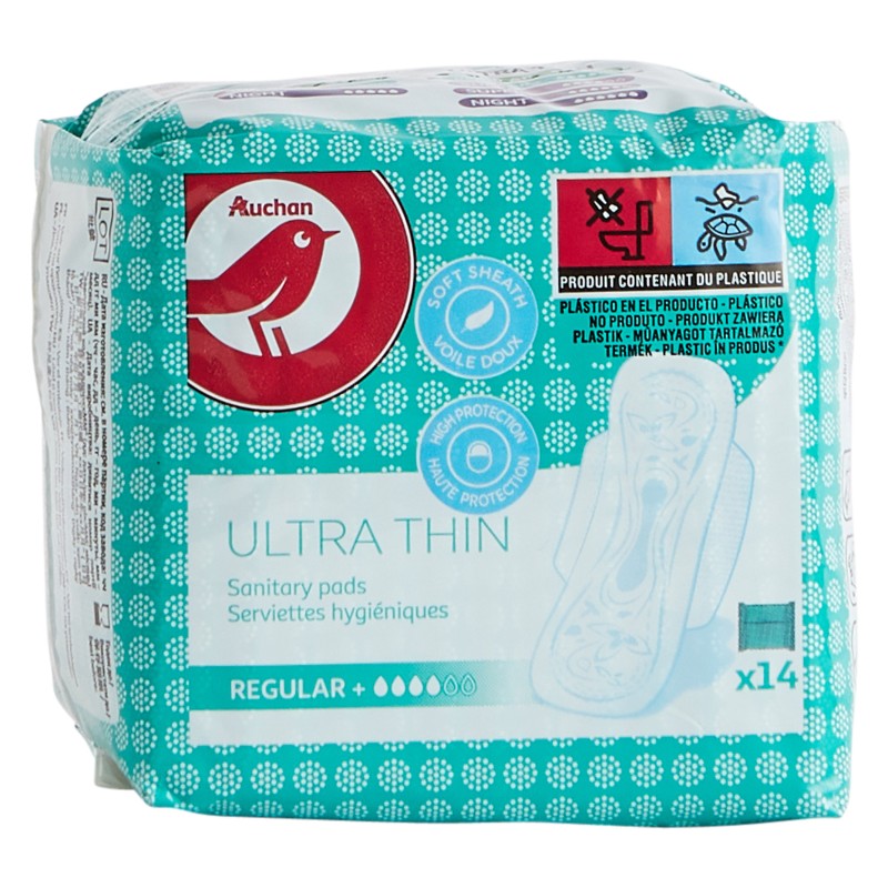 Serviettes hygiéniques normal + ultra fines avec ailettes x14