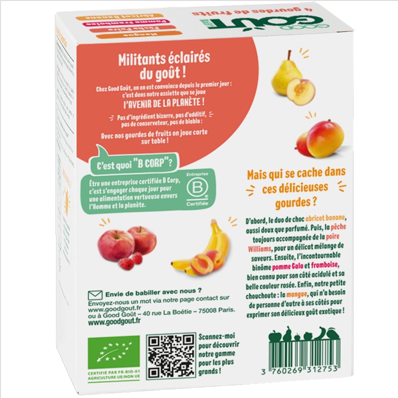 Bio Gourdes dessert multifruits dès 4 mois 4x120g