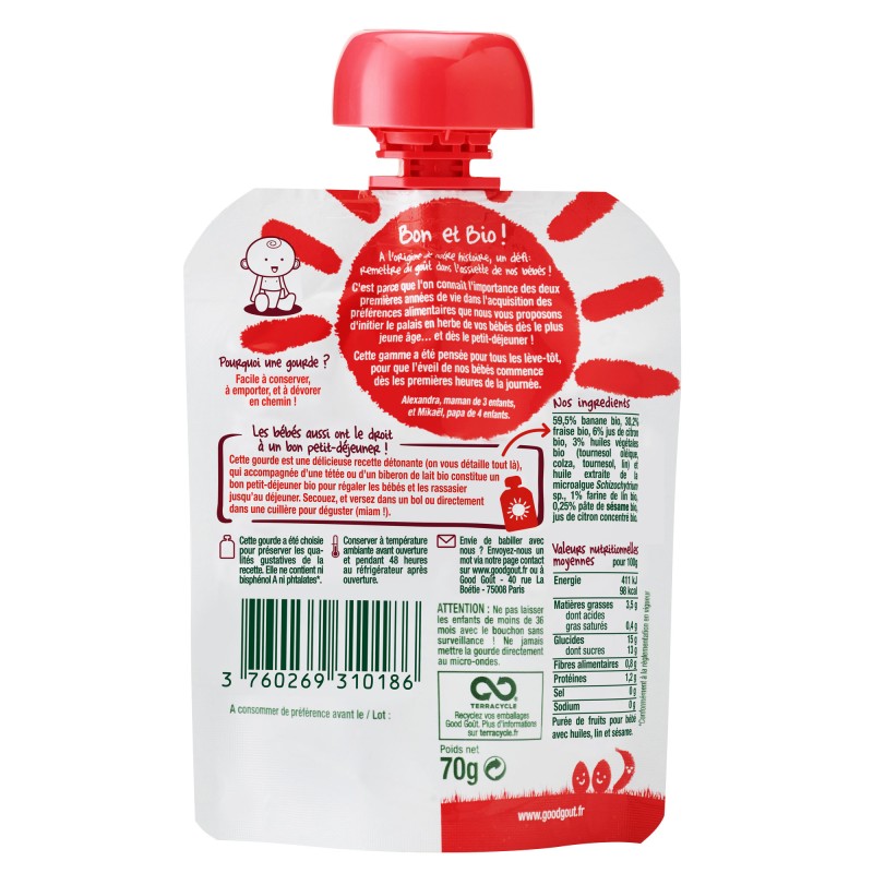 Bio Gourde le petit déj lactée fraise dès 6 mois 70g