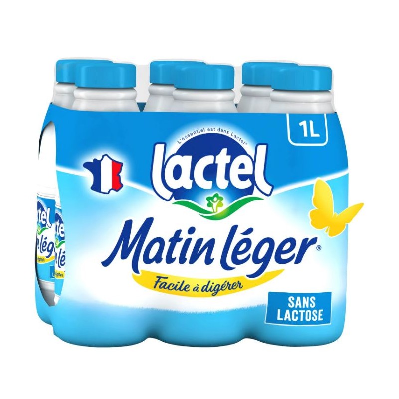 Matin léger lait uht sans lactose 1.2%mg 6x1l