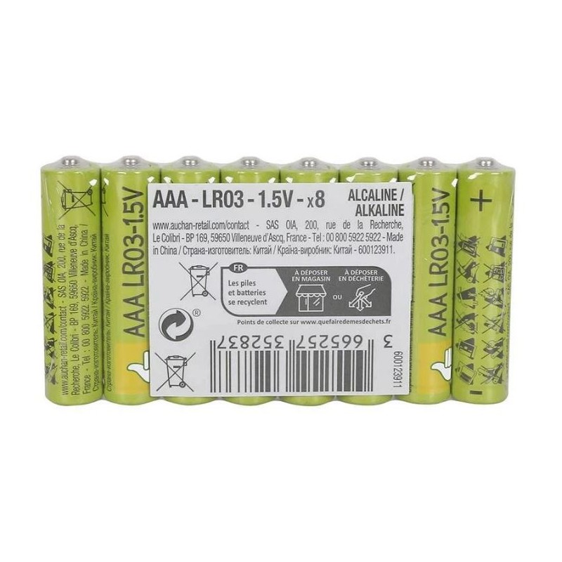 Piles alcaline AAA LR03 1.5V x8