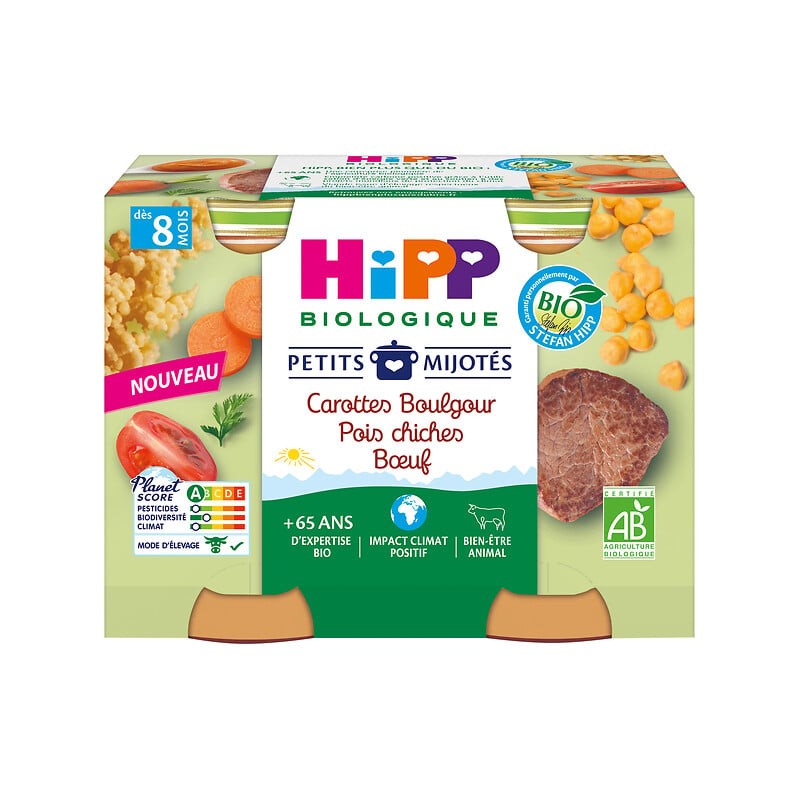 Petits mijotés carottes boulgour pois chiches boeuf bio dès 8 mois 2x190g