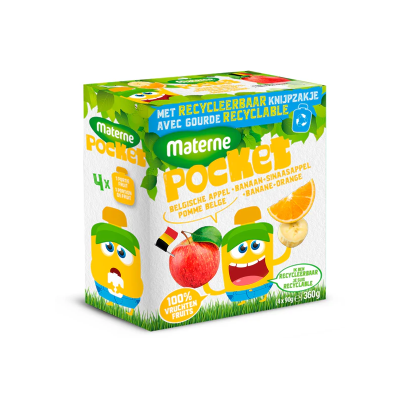 Compote pomme Belge banane orange 4x90g