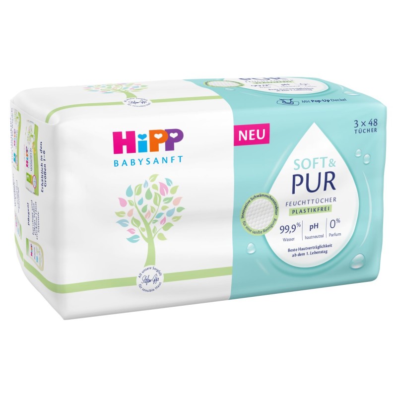 Lingettes humides soft et pur 3x48