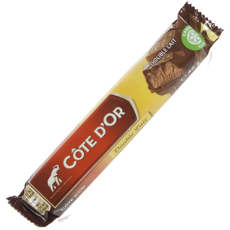 Barre double lait chocolat noisette amande noix de cajou 46g