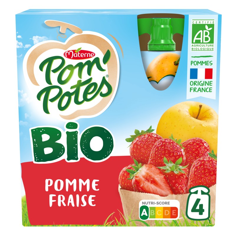 Pom'Potes Bio Pomme Fraise 4x90g