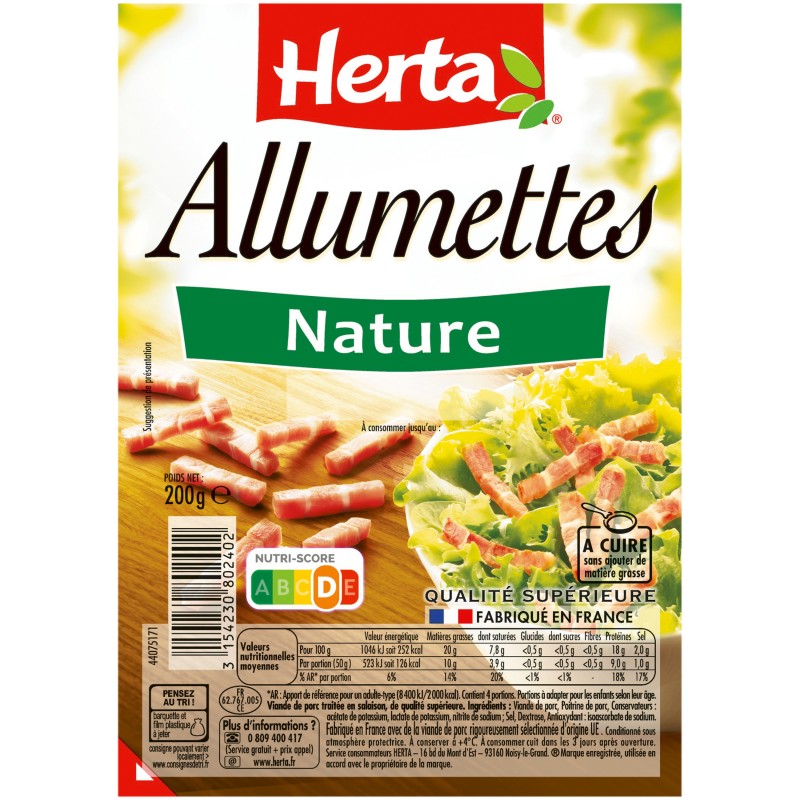 Lardons Allumettes Nature 200g