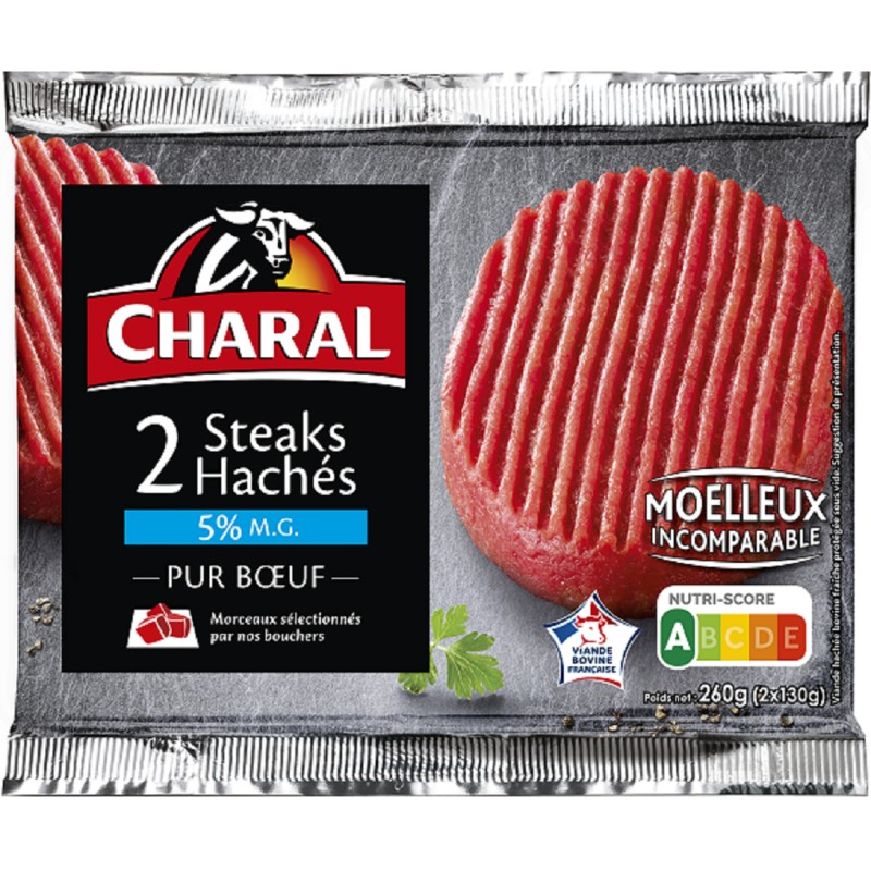 Steak haché pur boeuf 5%MG x2 260g