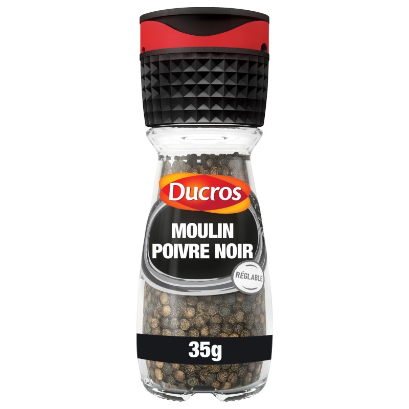 Poivre noir grains force 6 moulin réglable 28g