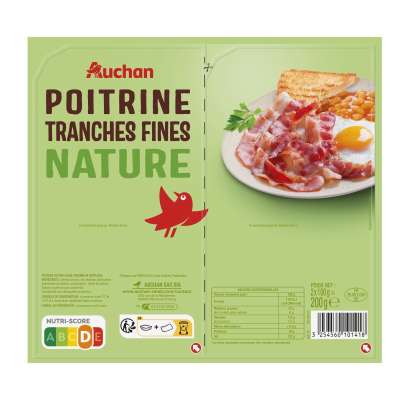 Poitrine Nature Tranches Fines  2x100g