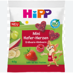 Minis coeurs d'avoine sablé fraise-framboise bio dès 1 an 40g