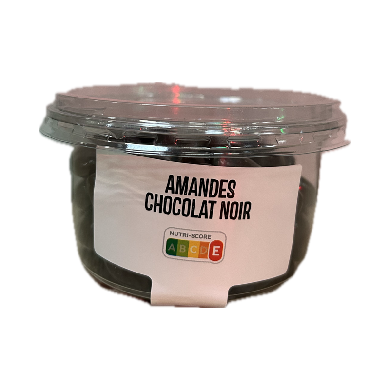 Amandes torréfiées enrobées de chocolat noir 250g