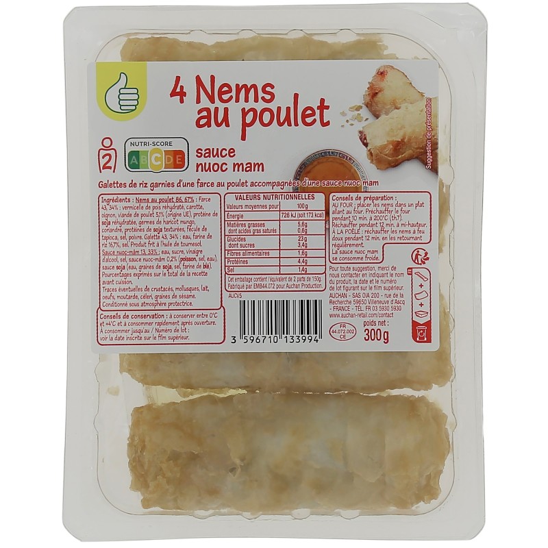 Nems au poulet avec sauce impériale x4 300g