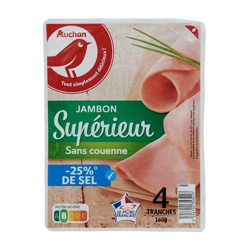 Jambon supérieur teneur en sel réduite x4 160g