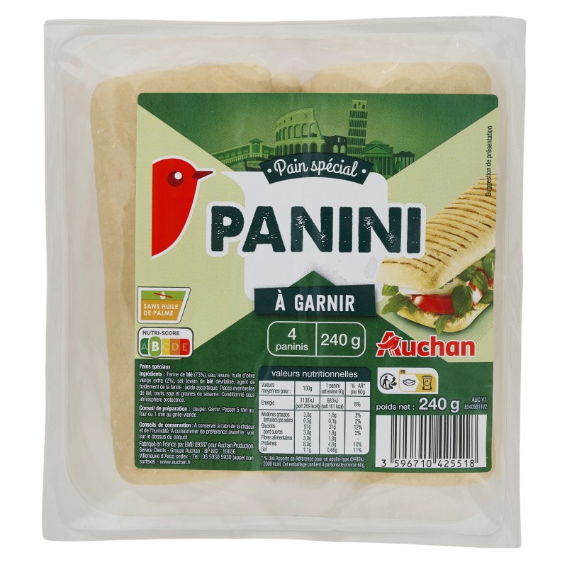 Pain Spécial Panini à Garnir x4 240g