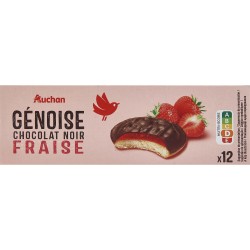 Génoise Chocolat Noir Saveur Fraise x12 150g