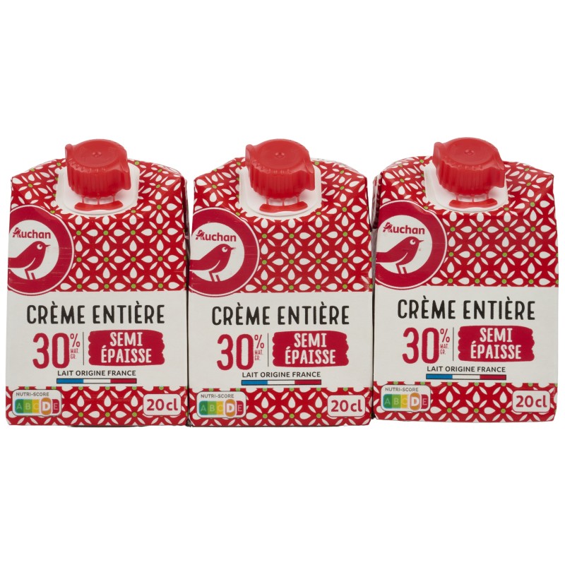 Crème semi épaisse entière 30%MG UHT 3x20cl