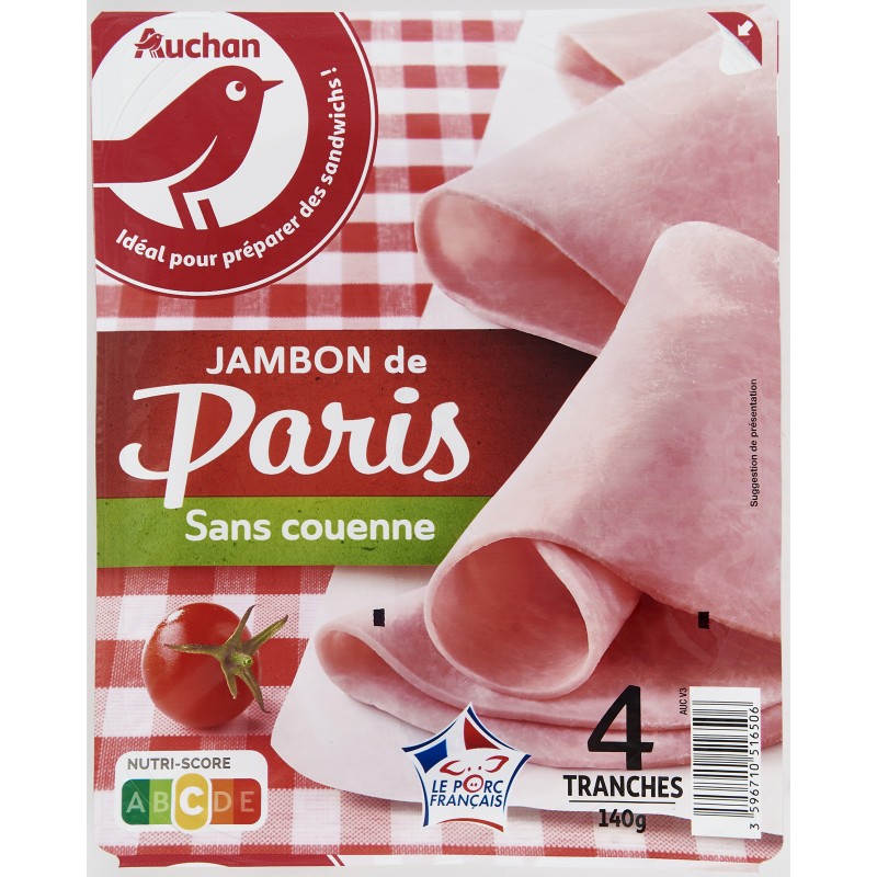 Jambon de Paris sans Couenne x4 140g