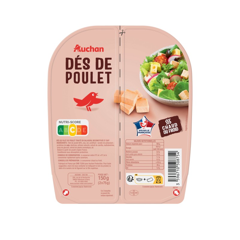 Dés de Poulet Rôtis 2x75g