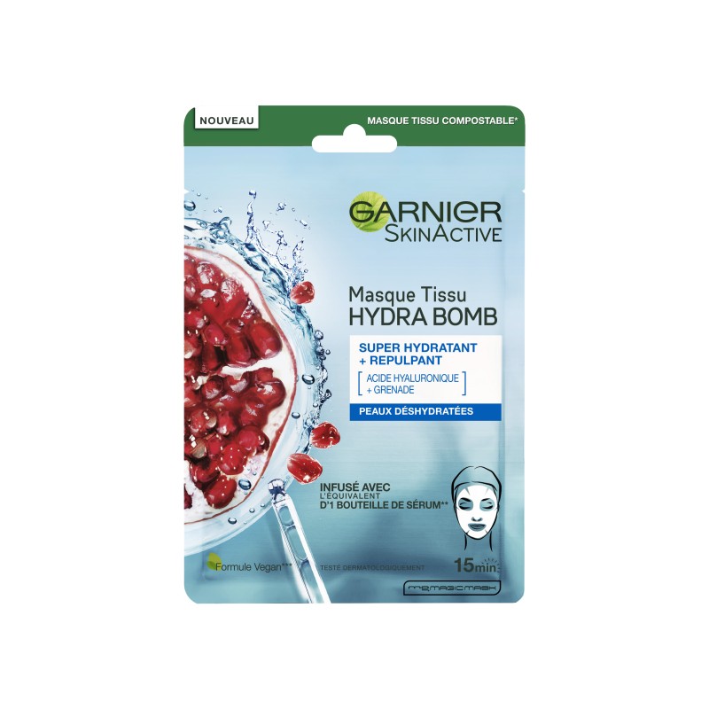 Masque tissu visage hydratant repulpant skinactive hydra bomb x1