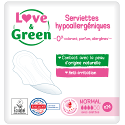Serviettes hygiéniques hypoallergénique normal avec ailettes x14