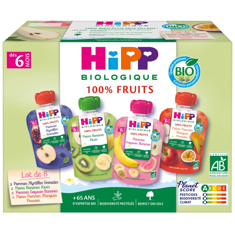 Bio Gourde Multi Fruits 4 Variétés dès 6 mois sans gluten 8x90g