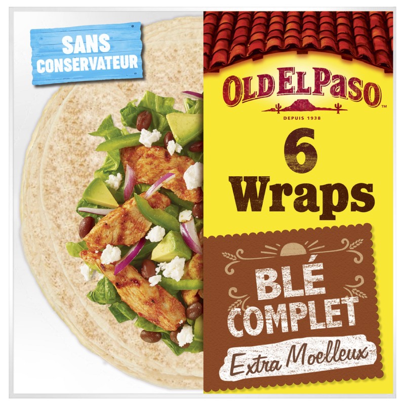 Wraps au blé complet extra moelleux x6 350g