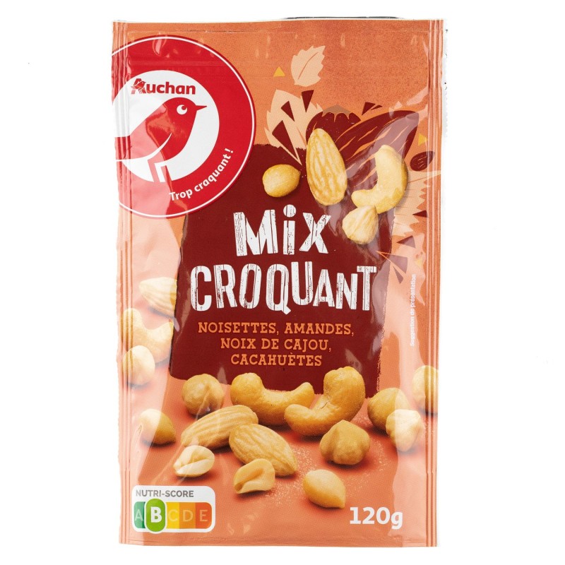 Mélange fruits secs noisettes amandes cajoux cacahuètes 120g