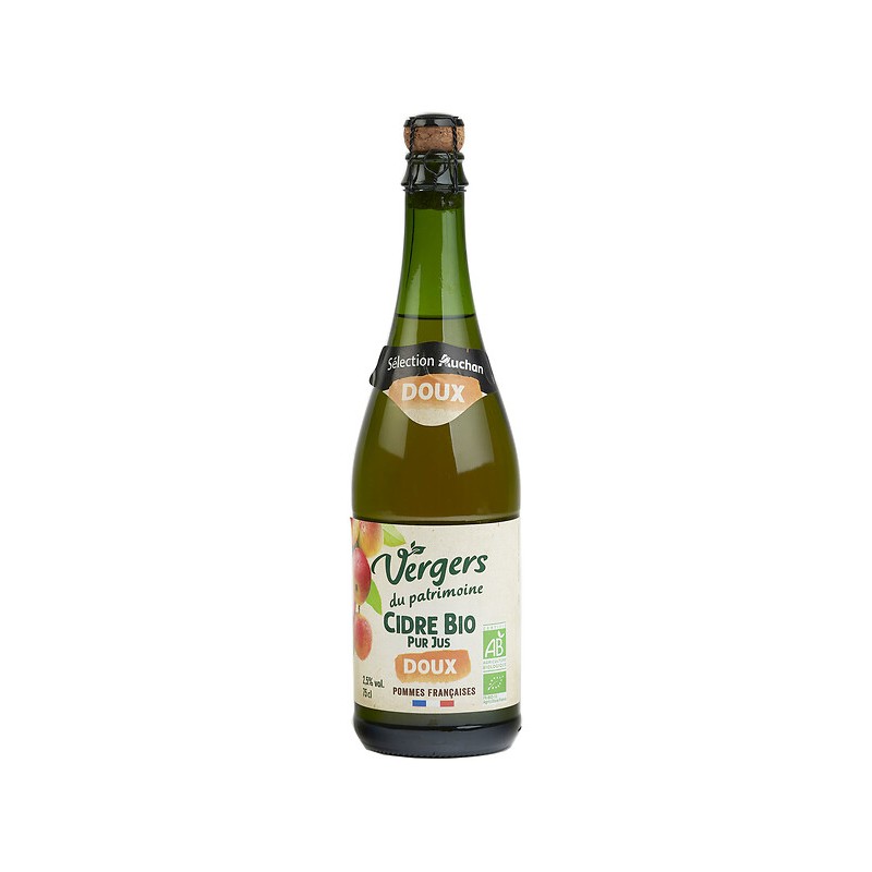 Cidre bio pur jus doux 2.5% 75cl