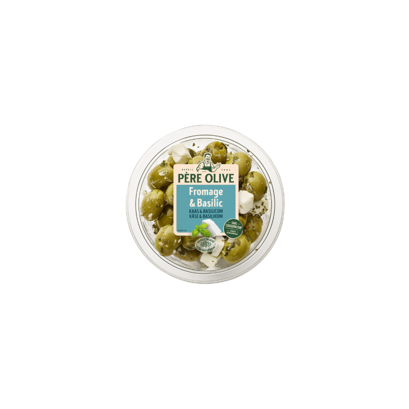 Olives vertes fromage et basilic 150g