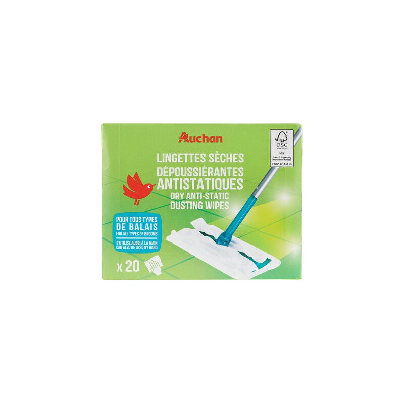 Lingettes sèches dépoussiérantes antistatiques x20