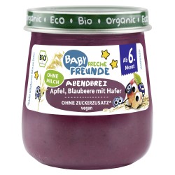 Freche Freunde Baby Bio Purée Pomme Myrtille Avoine dès 8 mois 120g