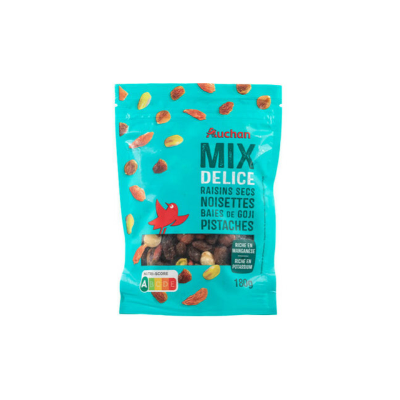 Mélange délice fruits secs noisettes baies de Goji pistaches 180g