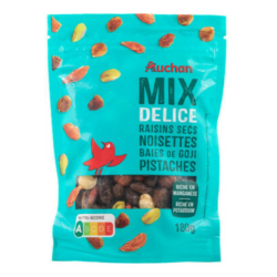Mélange délice fruits secs noisettes baies de Goji pistaches 180g