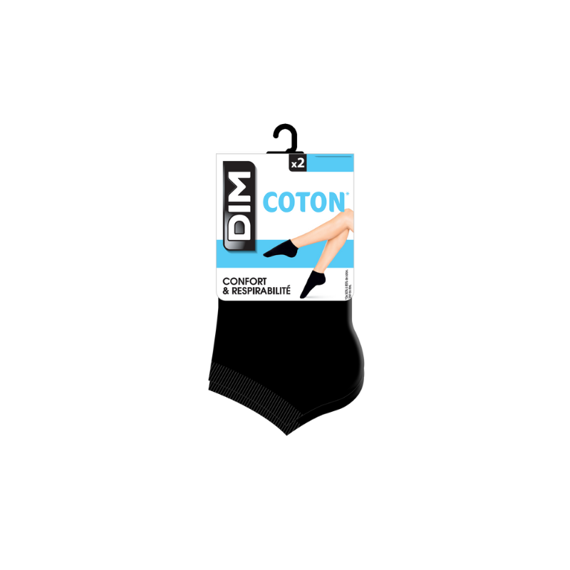 Socquette Courte Coton Noir 39/42 x2