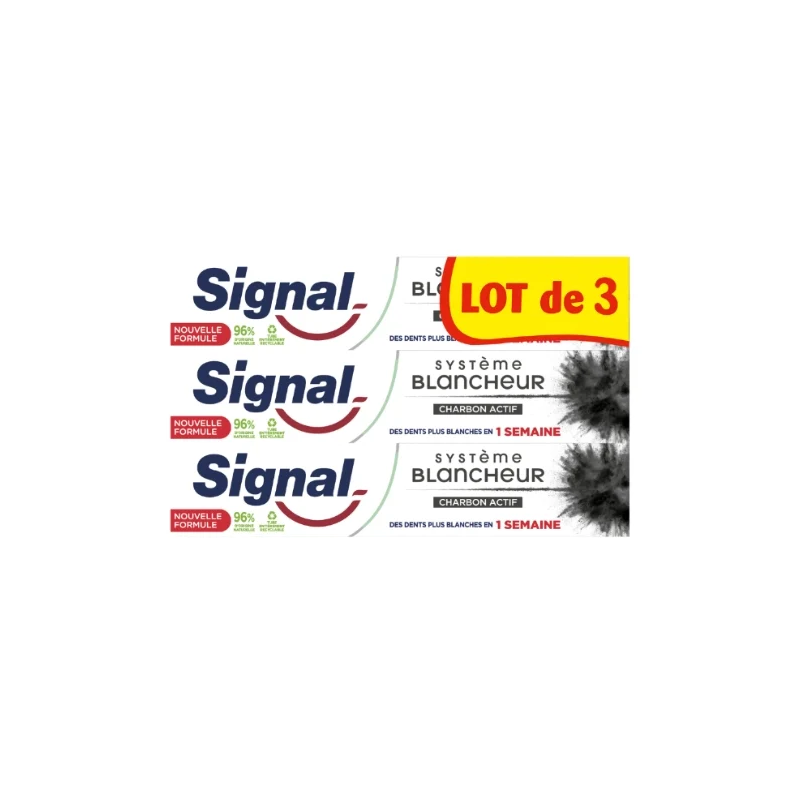 Dentifrice charbon actif système blancheur 3x75ml