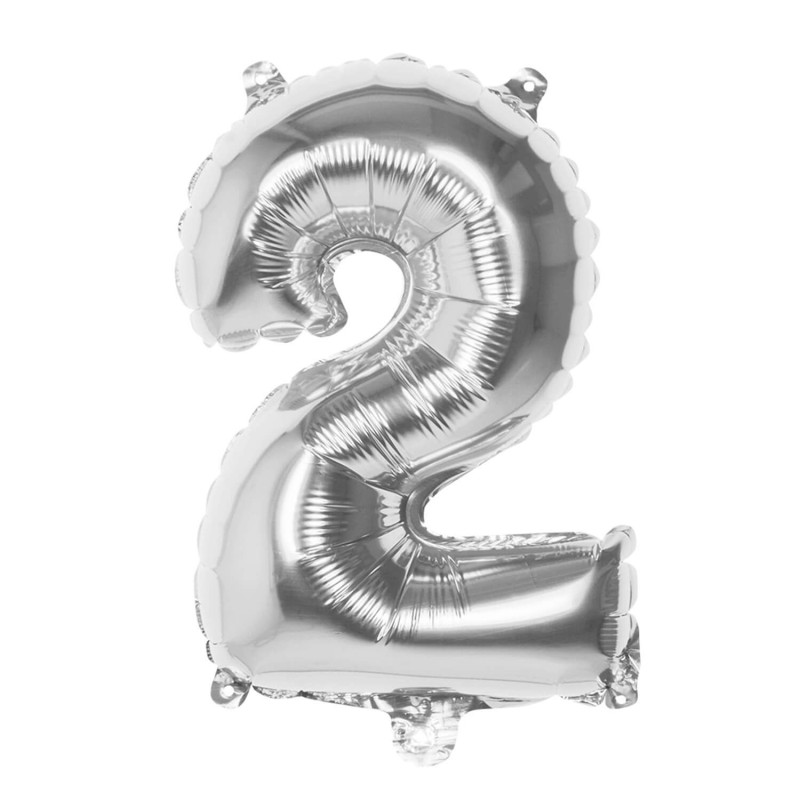 Ballon aluminium chiffre 2 36cm argent