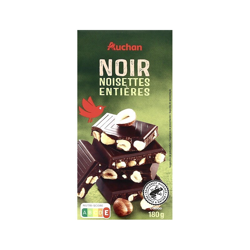 Tablette de chocolat noir noisettes entières torréfiées 180g