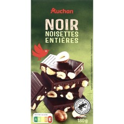 Tablette de chocolat noir noisettes entières torréfiées 180g