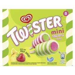 Glace mini twister à l'eau ananas fraise citron x8 312g