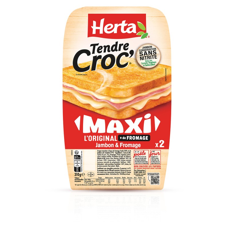 Croque monsieur maxi jambon & fromage l'original x2 310g