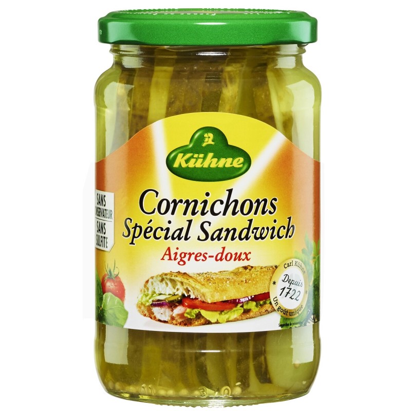 Cornichons spécial sandwich aigres-doux sans conservateur sans sulfite 185g